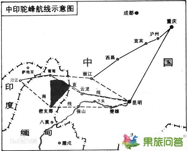 中印駝峰航線地圖