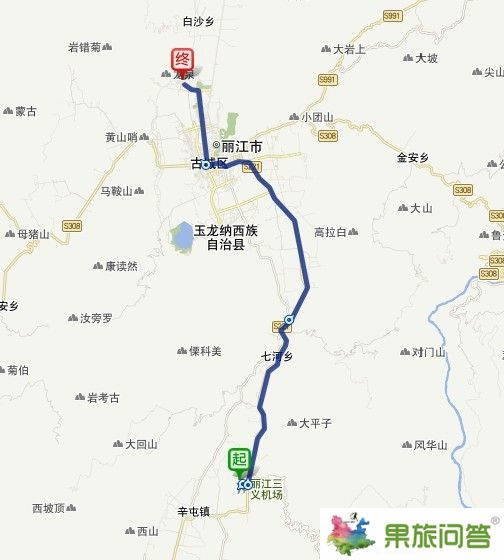 麗江三義機(jī)場(chǎng)到束河古鎮(zhèn)怎么坐車,有多少公里?